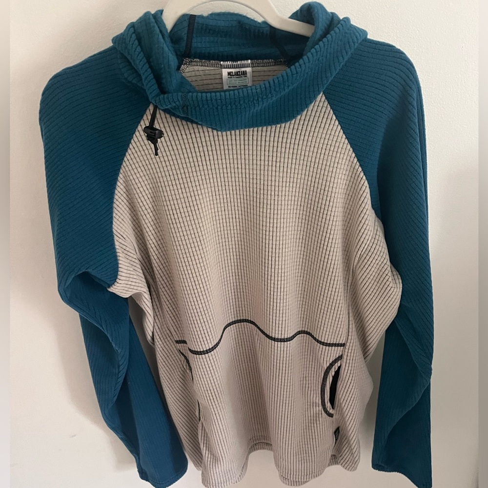 Melanzana New Micro-grid Hoodie, Men’s Medium, Marine/Fog Color